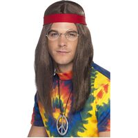 Mens Brown Hippy Costume Accessory Set