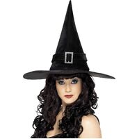 Witches Hat With Diamante Buckle Costume Accessory