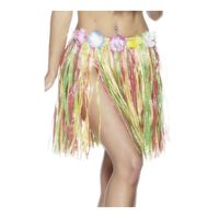 Hawaiian Hula Skirt Short Multi Coloured Adult Costume