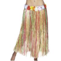 Hawaiian Hula Skirt Long Multi Coloured Adult Costume