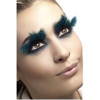 Large Feather Eyelashes with Aqua Dots