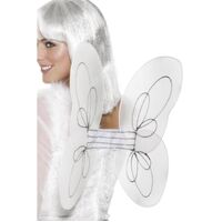 White and Silver Angel Glitter Wings Costume Accessory 