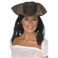 Pirate Hat Brown Leather Look Costume Accessory