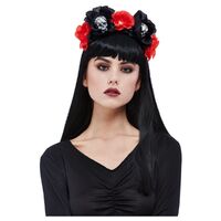 Skull Roses Headband Costume Accessory