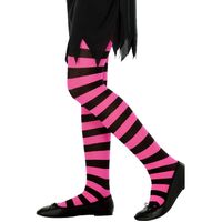 Black and Fuchsia Striped Child Tights Costume Accessory