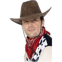 Suede Look Cowboy Hat Brown Costume Accessory 