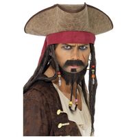Pirate Hat With Dreadlocks Brown Costume Accessory