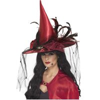 Witches Hat Deep Red Costume Accessory