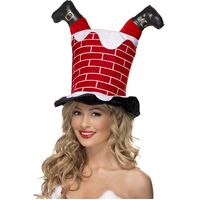 Santa Stuck In Chimney Novelty Hat Costume Accessory 