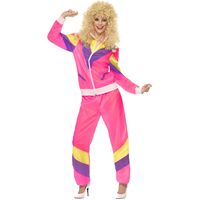 80's Pink Shell Suit Adult Costume Size: Medium