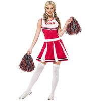Red Cheerleader Adult Costume Size: Medium