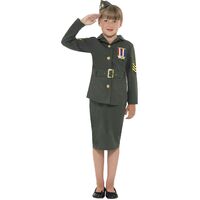WW2 Army Girl Child Costume Size: Large