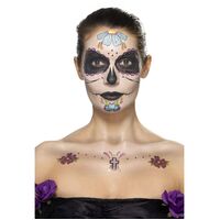 Day of the Dead Face Tattoo Transfers Make Up Kit Multi Coloured