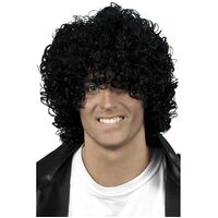 Afro Wet Look Black Wig Costume Accessory