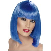 Blue Short Blunt Glam Wig Costume Accessory 