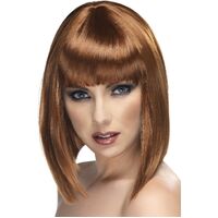 Brown Short Blunt Glam Wig Costume Accessory 