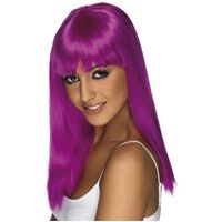 Long Neon Purple Straight Wig Costume Accessory