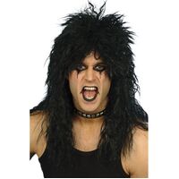 Black Hard Rocker Wig Costume Accessory  