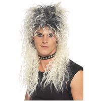 Two Tone Blonde Hard Rocker Wig Costume Accessory