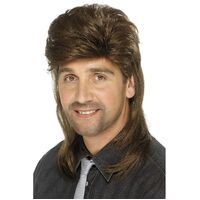 Mullet Brown Wig Costume Accessory 