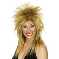 Mullet Ginger and Black Rock Diva Wig Costume Accessory