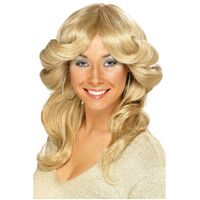 Long Blonde 70s Flick Wig Costume Accessory