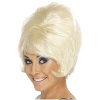 Short Blonde Beehive Wig Costume Accessory 