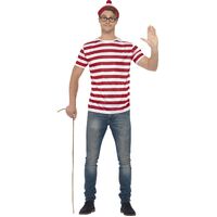 Where's Wally? Mens Adult Costume Set Size: Large