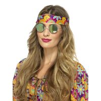 Green and Blue Mirroed Hippie Specs Costume Accessory