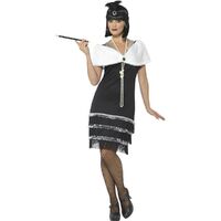Black Dress and Fur Stole Flapper Adult Costume Size: Large
