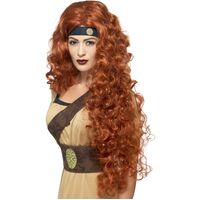 Medieval Warrior Queen Auburn Extra Long Wig Costume Accessory