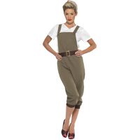 WW2 Land Girl Adult Costume Khaki Size: Small