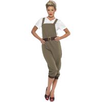 WW2 Land Girl Adult Costume Khaki Size: Extra Large