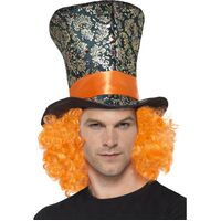 Alice In Wonderland Mad Hatter Top Hat With Wig Costume Accessory
