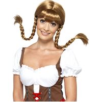 Bavarian Babe Plaited Brown Wig Costume Accessory
