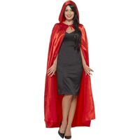 Hooded Satin Red Cape Costume Accessory