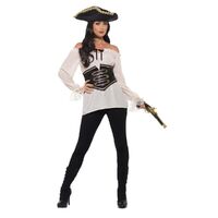 Pirate Costume Shirt Deluxe Adult Ladies Ivory Size: Medium