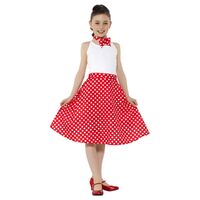 50s Polka Dot Child Costume Skirt Red Size: Small - Medium