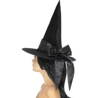 Witches Deluxe Adult Hat Black with Black Bow Costume Accessory