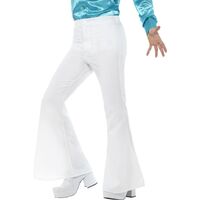 Flared Mens Costume Trousers White Size: Large