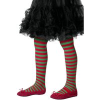 Striped Red and Green Child Tights Costume Accessory