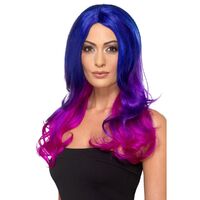 Fashion Ombre Wig Blue and Pink Costume Accessory