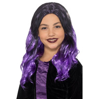 Black and Purple Witch Wig Costume Accessory Size: Child