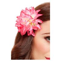 Tropical Hawaiian Pink Flower Hair Clip Costume Accessory