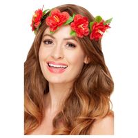 Hawaiian Flower Crown Red Costume Accessory