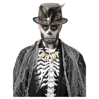 Witch Doctor Distressed Black Top Hat Costume Accessory