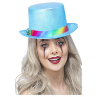 Pearlised Blue Clown Top Hat Costume Accessory