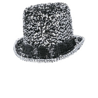 Fever Felt and Sequin Deluxe Top Hat Silver Costume Accessory