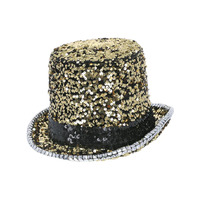Fever Felt and Sequin Deluxe Top Hat Gold Costume Accessory