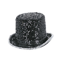 Fever Felt and Sequin Deluxe Top Hat Black Costume Accessory